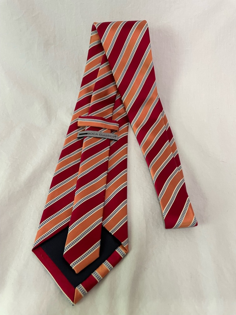 Boca Classics Burgundy and Orange Men's 100% Silk Tie, new condition